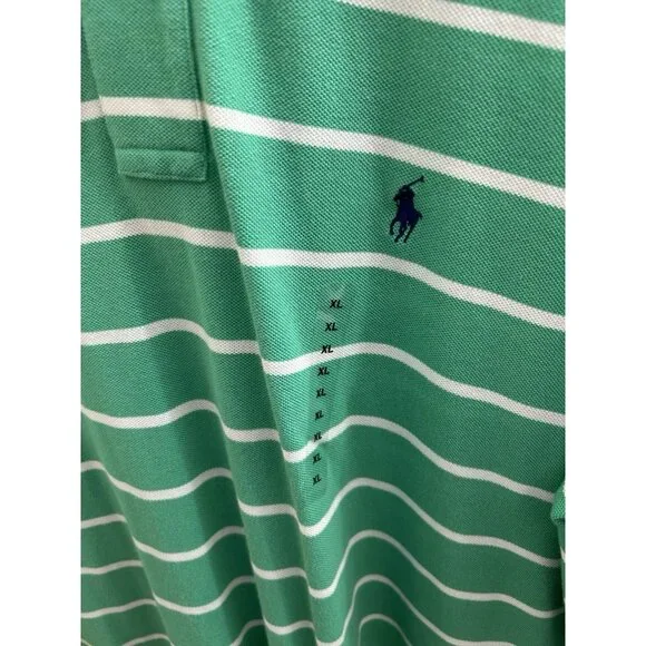 POLO RALPH LAUREN GREEN WHITE STRIPE BluePONY CLASSIC FIT NWT XL Vtg Y2K